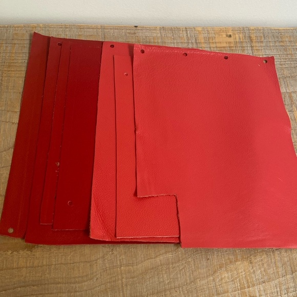 Artisan Other - Leather Remnant Bundle for crafts - pinky red 6pc